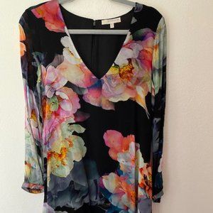 Lavender Brown Floral Mini Dress